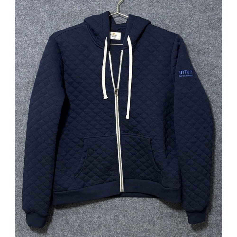 Marine Layer Woman's XL Quilted Full Zip Hoodie Blue Corbett Daily Hoody NWOT